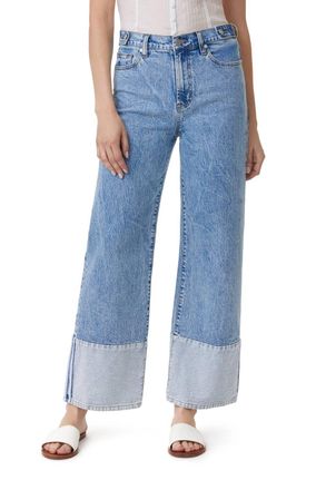 Habitual Contrast Hem High Waist Wide Leg Jeans In Pacific