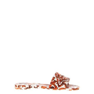 Dolce & Gabbana Schoenen, Dames, Oranje, 36 EU, Slides met Majolica-print van rubber