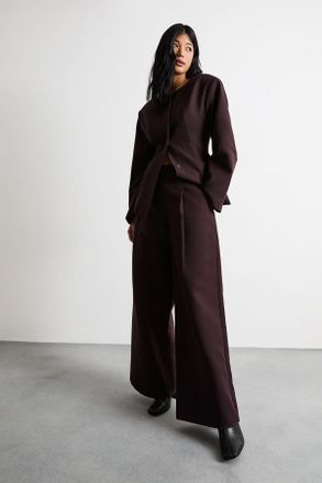 Warehouse Womens The Premium Wide Leg Tailored Trousers - Berry - Size 18 UK