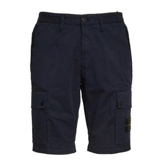 Stone Island Casual Shorts, male, Blue, Size: W34 Slim-fit Cargo Bermuda Shorts