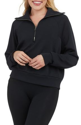 Spanx AirEssentials Half Zip Sweatshirt in Very Black at Nordstrom, Size X-Small