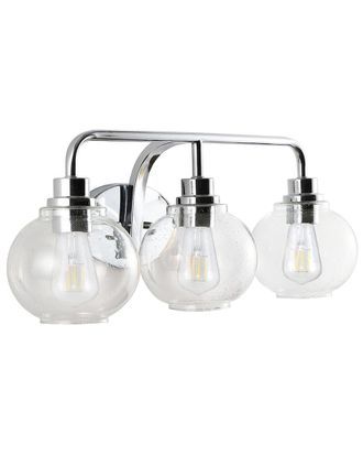 Jonathan Y Designs Jonathan Y Sandrine 26.25In 3-Light Iron/Seeded Glass Cottage Rustic Led Vanity Light