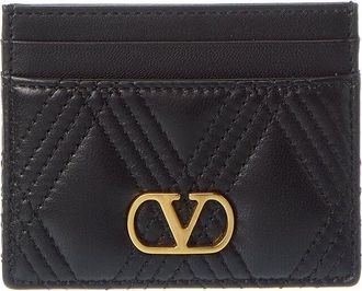 Valentino Vlogo Signature Quilted Leather Card Case