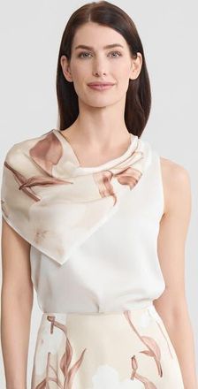 Misook Floral Print Silk Scarf in Biscotti/charmeuse/white at Nordstrom