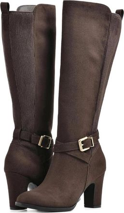 White Mountain Teals Boots Womens Brown Round Toe Block Heel Knee-High LION178