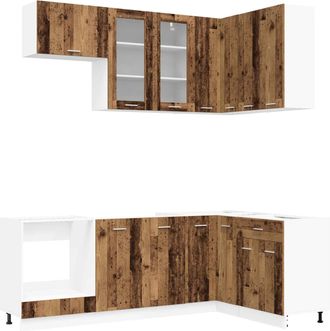vidaXL Unidad De Cocina Lyon 8 Uds. Madera Envejecida Vidaxl