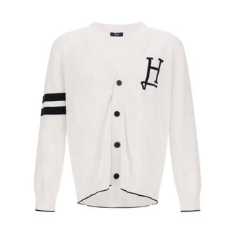 Herno Cardigans, male, White, Size: XL Logo Cardigan
