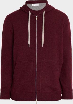 Brunello Cucinelli Men & apos;s Cashmere Knit Full-Zip Hoodie