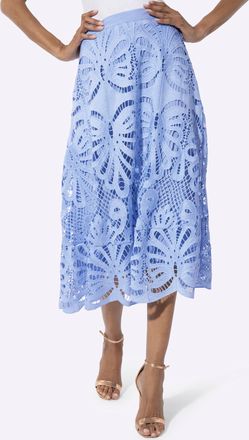 Cr&eacute;ation L Jerseyrock CREATION L, Damen, Gr. 36, eisblau, 100% Polyester, unifarben, wadenlang, R&ouml;cke Jerseyrock