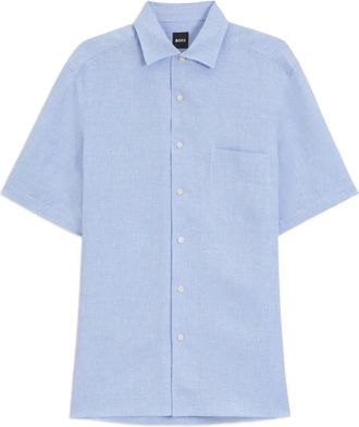 BOSS x David Beckham short-sleeve button-up shirt - Blue
