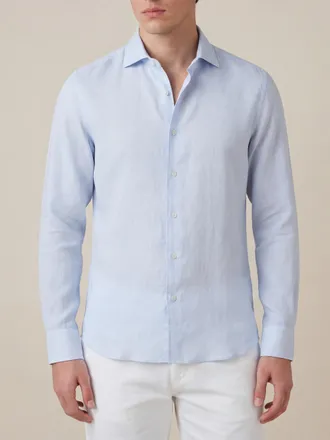 Luca Faloni Ice Blue Linen Portofino Shirt