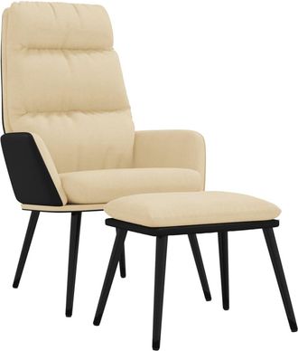 vidaXL Sill&oacute;n De Relax Con Taburete Tela Y Cuero Sint&eacute;tico Crema Vidaxl
