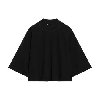 Alaia T-Shirts, female, Black, Size: S Knitted Cropped T-Shirt