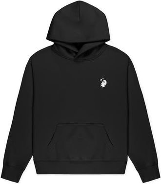 Dalix Heartly Ghost Relaxed Midweight Fleece Pullover Hoodie in Black at Nordstrom, Size Xx-Large