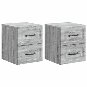 vidaXL Mesita De Noche De Pared 2 Pcs Gris Sonoma 34,5 X 33 X 40 Cm Vidaxl