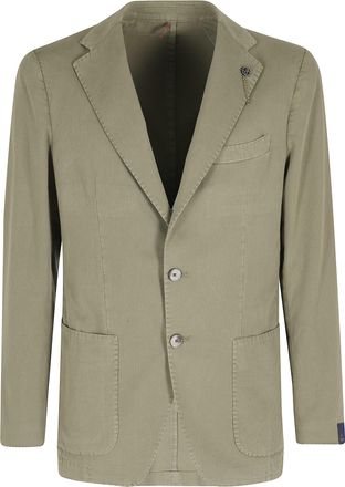 Santaniello Green Oxford Single-Breasted Cotton Jacket