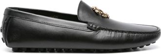 Roberto Cavalli logo-plaque leather loafers - men - Rubber/Calf Leather/Calf Leather - 45 - Black
