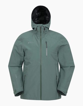 Mountain Warehouse Mens Mountain Warehouse Mens Bachill Three Layer Waterproof Jacket - Green - Size: Regular/36
