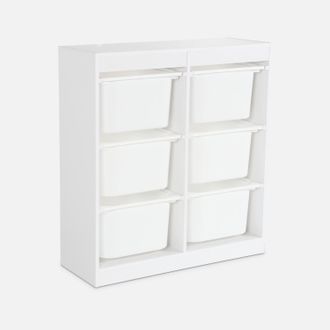 Sweeek Sweeek - Mueble Para Ni&ntilde;os Con 6 Cubos De Almacenaje, Sora, Blanco, 81.5x30x89 Cm