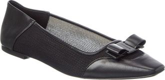 Ferragamo Ferragamo Vara Bow Leather & Canvas Ballet Flat