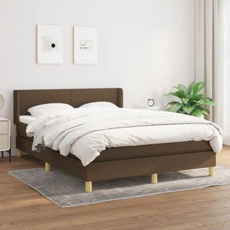 vidaXL Vidaxl - Cama Box Spring Con Colch&oacute;n Tela Marr&oacute;n Oscuro 140x190 Cm