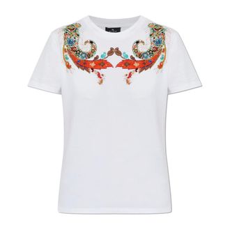 Etro Etro, T-Shirts, female, White, Size: S T-Shirt with Appliqu&eacute;s
