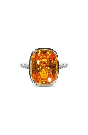 Sterling Forever Elongated Cushion-Cut Cubic Zirconia Cocktail Ring in Silver/Canary at Nordstrom, Size 10