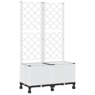 vidaXL Jardinera Con Enrejado Y Ruedas Blanco 80 X 40 X 146 Cm Pp Vidaxl