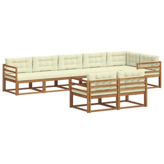 vidaXL Conjunto De Sof&aacute;s De Exterior Con Coj&iacute;n 8 Pcs Natural Y Crema Vidaxl