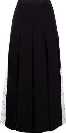 Red Valentino tulle-panelled midi skirt - women - Polyester/Polyester - 36 - Black