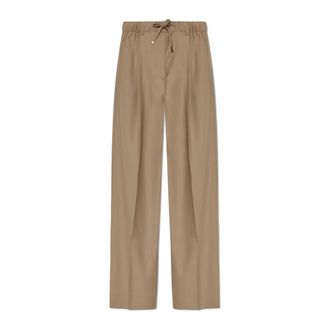 Moncler Geplooide broek - Dames - Straight fit broeken - Beige - M - Wol - Broeken
