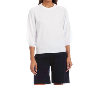 Karen Kane Puff Sleeve Raglan Sweater In White