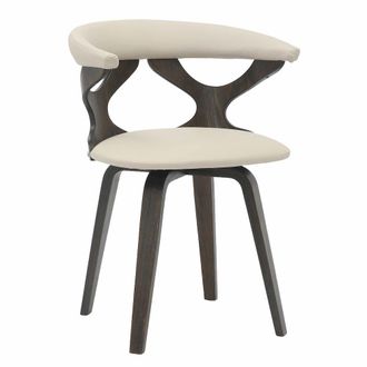 Leisure Mod Modern Wooden Dining Chair, Dark Walnut Frame in Taupe