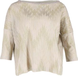 Missoni M Missoni Bateau Neckline Quarter Sleeve Top in Beige Viscose