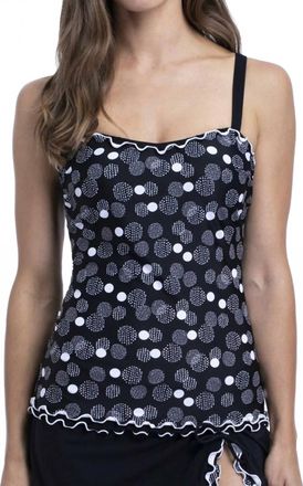 Gottex Scoop Neck Shirred Underwire Tankini Top In Pro On The Dot