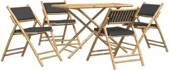 vidaXL Juego De Bistr&oacute; Plegable Con Cojines 5 Pzas Bamb&uacute; Gris Oscuro Vidaxl