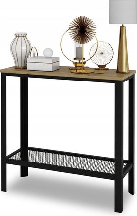 OEM Consola Atornillada Con Estante De Malla Para Pasillo Tipo Loft, Color Negro + Roble Artesanal