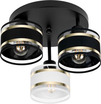 OEM L&aacute;mpara De Techo Negra Con Pantallas, Metal Industrial, 3xe27, Iluminaci&oacute;n Led Moderna Para Sal&oacute;n, Cocina, Dormitorio, Habitaci&oacute;n Infantil, Loft