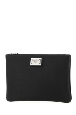 Dolce & Gabbana Mens Black Leather And Nylon Pouch 8b956 Beauty Case