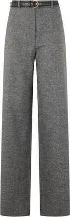 Max Mara Gioia Wijde Broek - Dames - Wijde Broeken - Grijs - M - Wol - Broeken