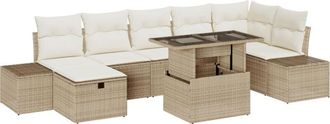 vidaXL Vidaxl - Garden Sofa Set with Cushion 8 pcs Beige Poly rattan