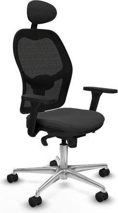 Piqueras y Crespo Piqueras Y Crespo - Jorquera Sincro Malla Negra Similpiel Gris Oscuro Brazos 3d Base Aluminio Cabecero Fijo Ruedas 65mm Nailon