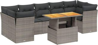 vidaXL Vidaxl - Set De Sof&aacute;s De Jard&iacute;n 8 Pzas Y Cojines Rat&aacute;n Sint&eacute;tico Gris