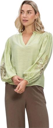 Ydence Ydence, Dames, Blouses & Shirts, Groen, Maat: S Linnen