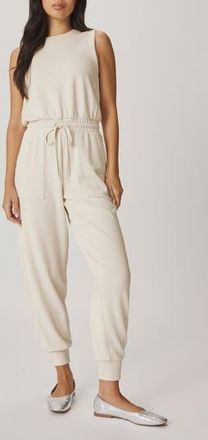 Splendid Scubasoft Tie Waist Sleeveless Jumpsuit in Pale Oak White at Nordstrom Rack, Size Medium