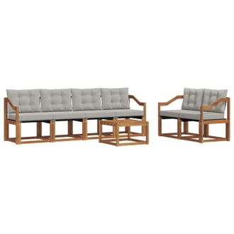 vidaXL Conjunto De Sof&aacute;s De Exterior 7 Pcs Gris Natural Y Claro Vidaxl