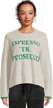 PJ Salvage Espresso To Prosecco Sweater Knit Crew Womens Pajama Heather Cloud : LG (US 10-12), Elastane/Polyester