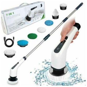 OEM Cepillo De Limpieza El&eacute;ctrico Inal&aacute;mbrico, Cepillo De Limpieza Inal&aacute;mbrico Con 7 Cabezales Reemplazables, Fregona El&eacute;ctrica Con Mango Ajustable Para B