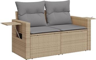 vidaXL Sof&aacute; De Jard&iacute;n Con Cojines De 2 Plazas Rat&aacute;n Sint&eacute;tico Beige Vidaxl