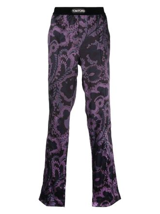 Tom Ford Broek met bloemenprint - Paars
